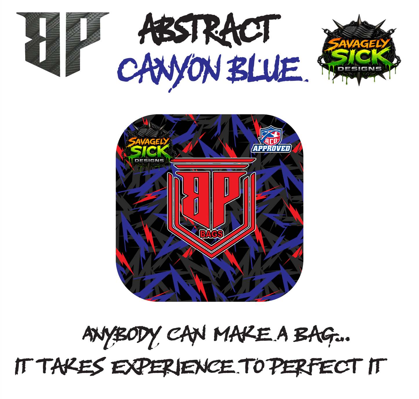 BP Multiple Bag Models "ABSTRACT" Design - ACO Pro Stamped Cornhole Bags - Set of 4 Bags